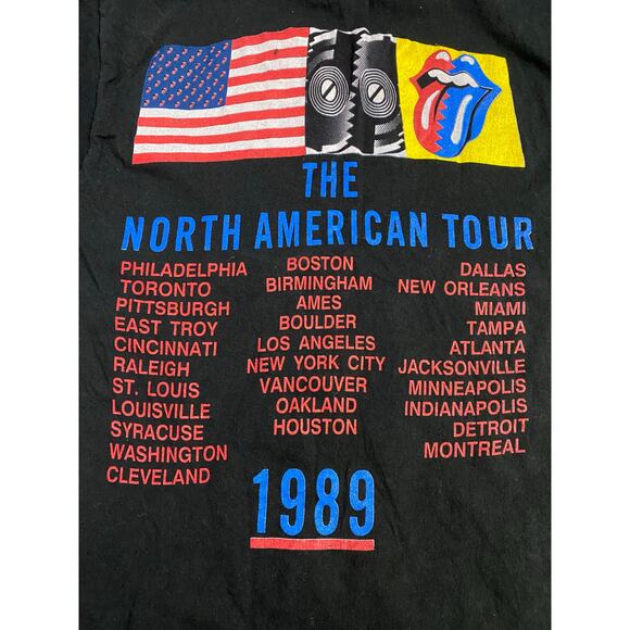 Vintage 1989 Rolling Stones Tour T-Shirt – Size Large, Single Stitch Made in USA - Picture 9 of 15